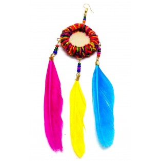 Faux Feather Earrings Jewelry Hook Drop Long Dangle Hoop Boho Ethnic Chic AE67